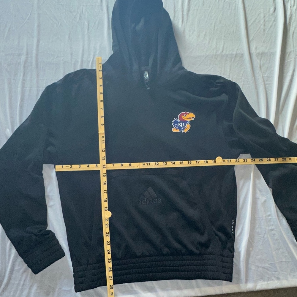 Adidas • KU Jayhawks Hoodie Sweatshirt • University of Kansas • Men’s Medium - Picture 4 of 4